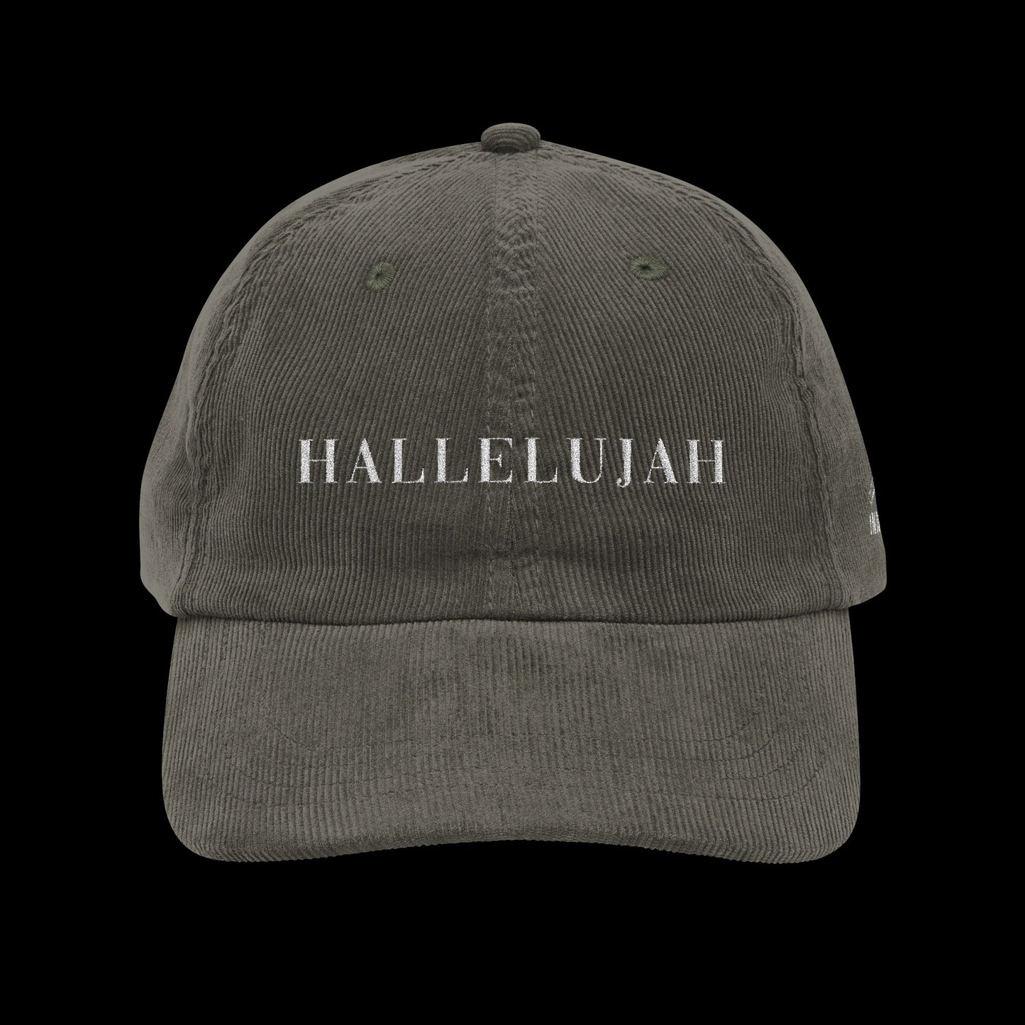 Vintage Corduroy Cap with 'Hallelujah' Embroidery, Casual Hat, Gift for Music Lovers, Trendy Accessory, Holiday Apparel