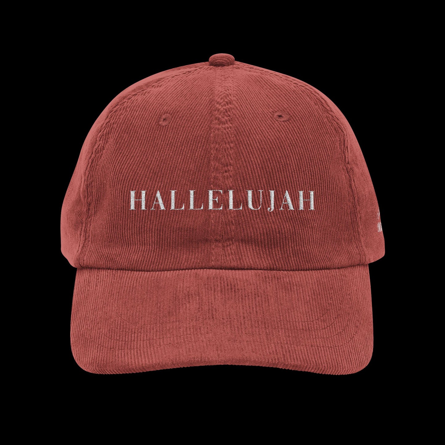 Vintage Corduroy Cap with 'Hallelujah' Embroidery, Casual Hat, Gift for Music Lovers, Trendy Accessory, Holiday Apparel
