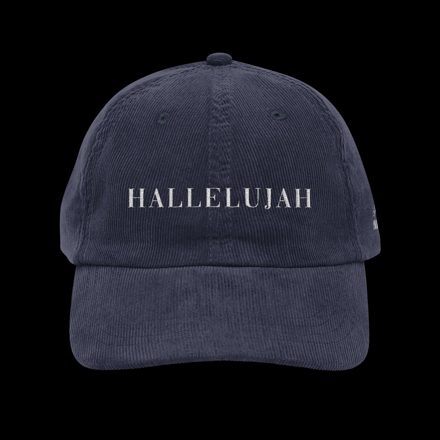 Vintage Corduroy Cap with 'Hallelujah' Embroidery, Casual Hat, Gift for Music Lovers, Trendy Accessory, Holiday Apparel