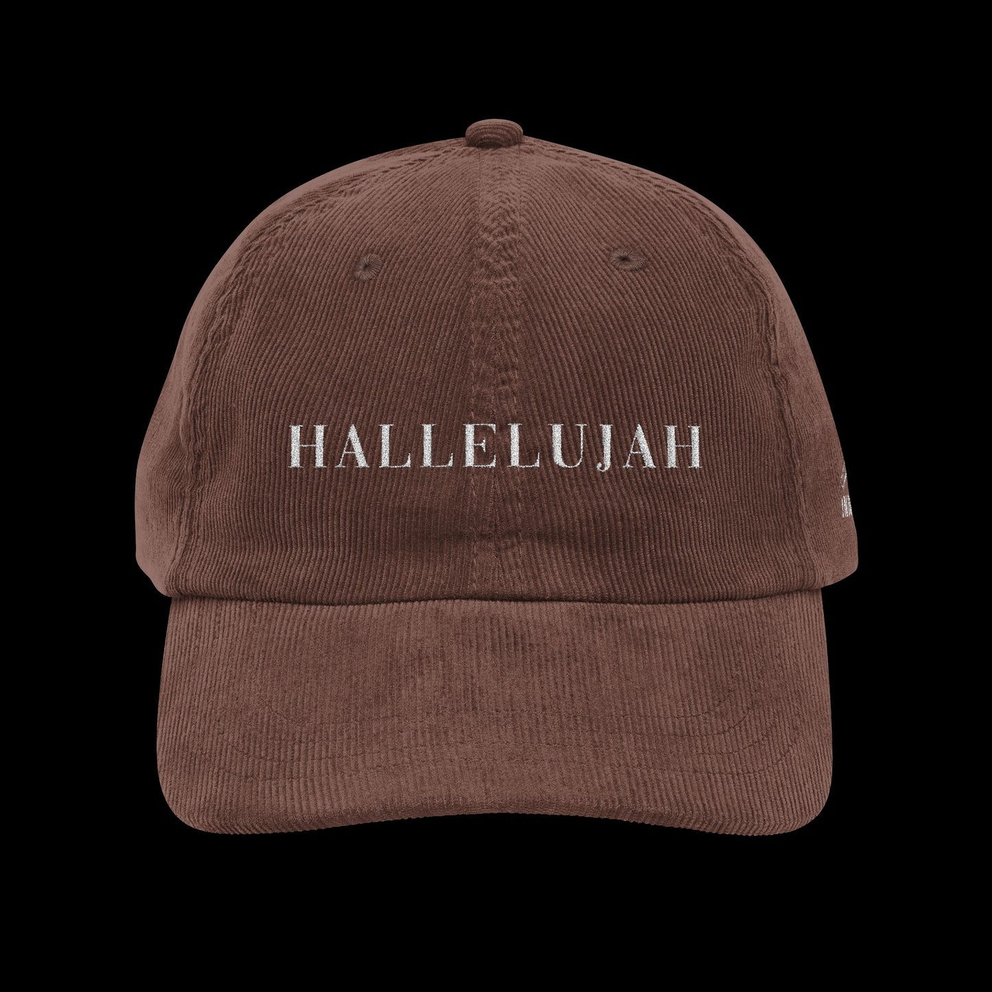 Vintage Corduroy Cap with 'Hallelujah' Embroidery, Casual Hat, Gift for Music Lovers, Trendy Accessory, Holiday Apparel