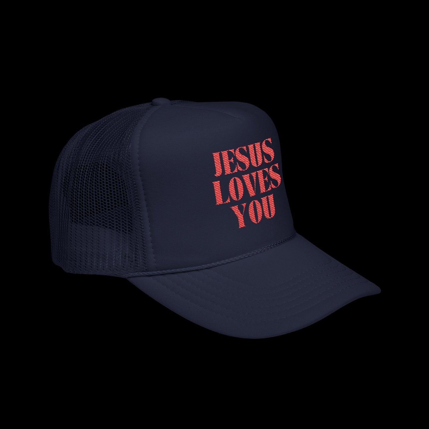 Jesus Loves You - 5 Panel Embroidered Faith Trucker Hat - Christian Cap, Outdoor Hat, Gift for Believers, Casual Wear, Message Hat