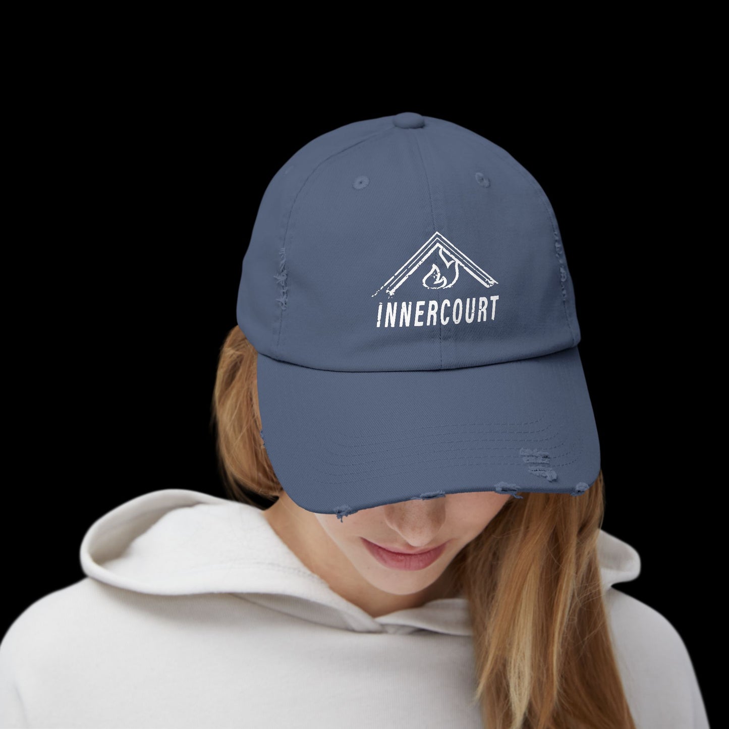 Unisex Distressed Cap with 'INNERCOURT' Design