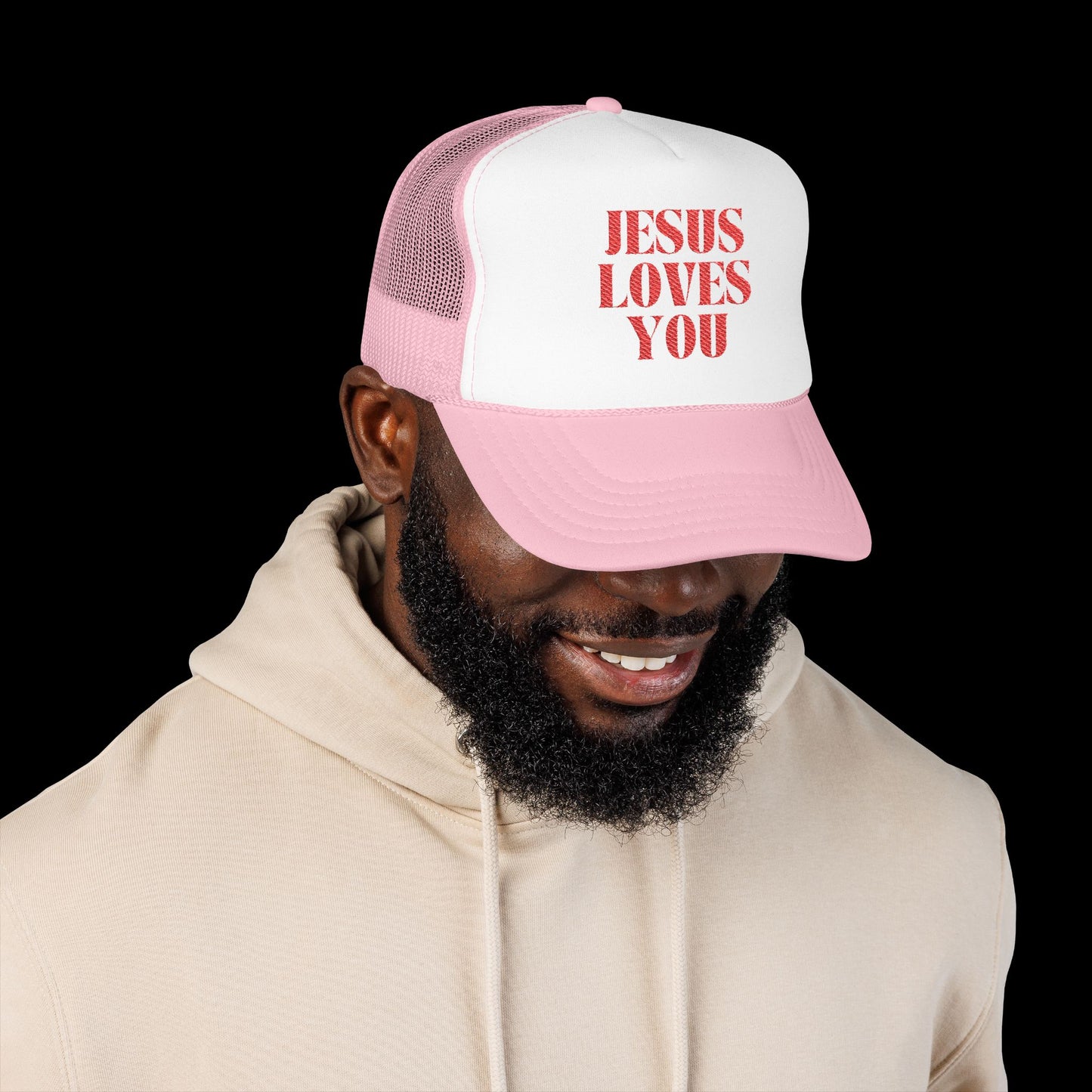 Jesus Loves You - 5 Panel Embroidered Faith Trucker Hat - Christian Cap, Outdoor Hat, Gift for Believers, Casual Wear, Message Hat