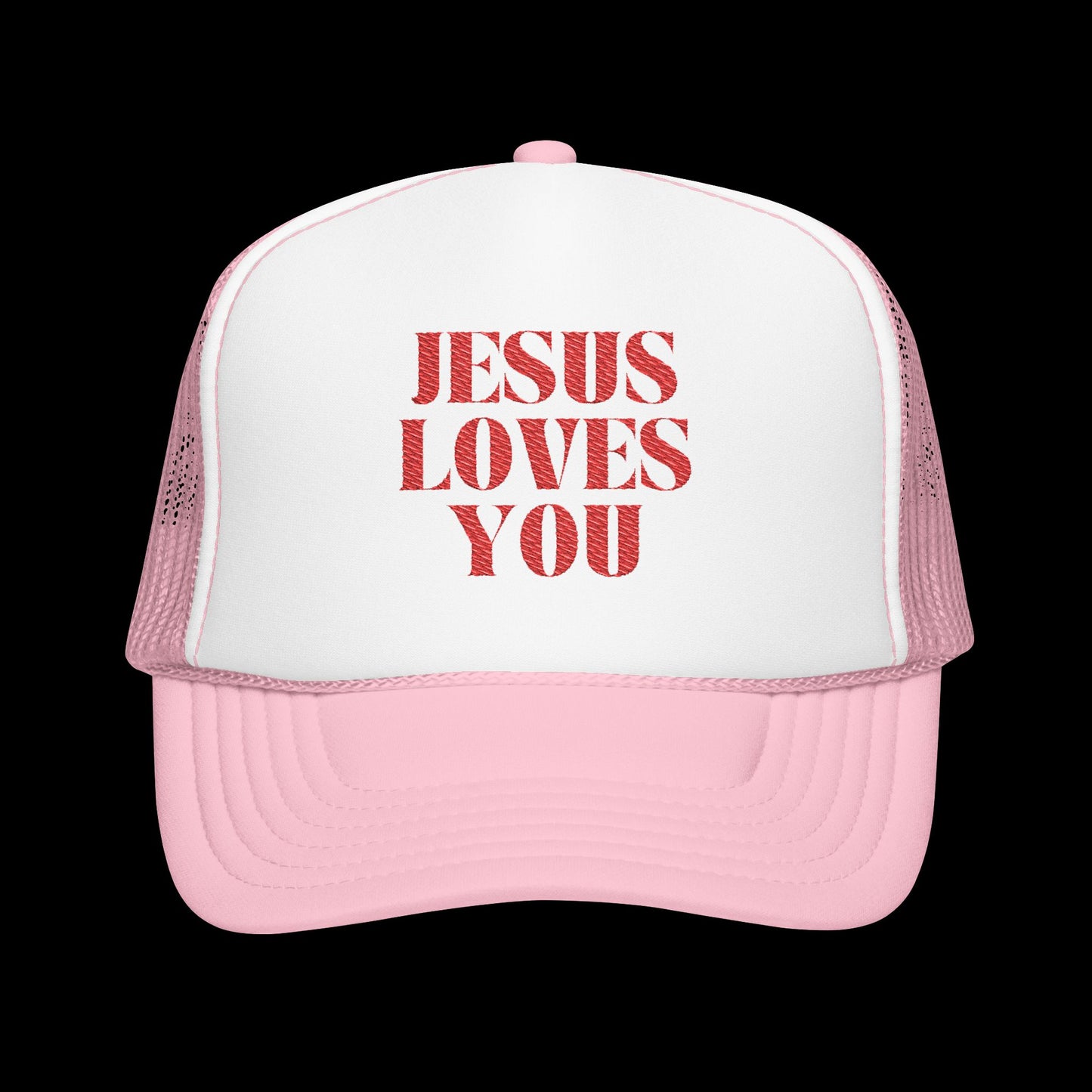 Jesus Loves You - 5 Panel Embroidered Faith Trucker Hat - Christian Cap, Outdoor Hat, Gift for Believers, Casual Wear, Message Hat