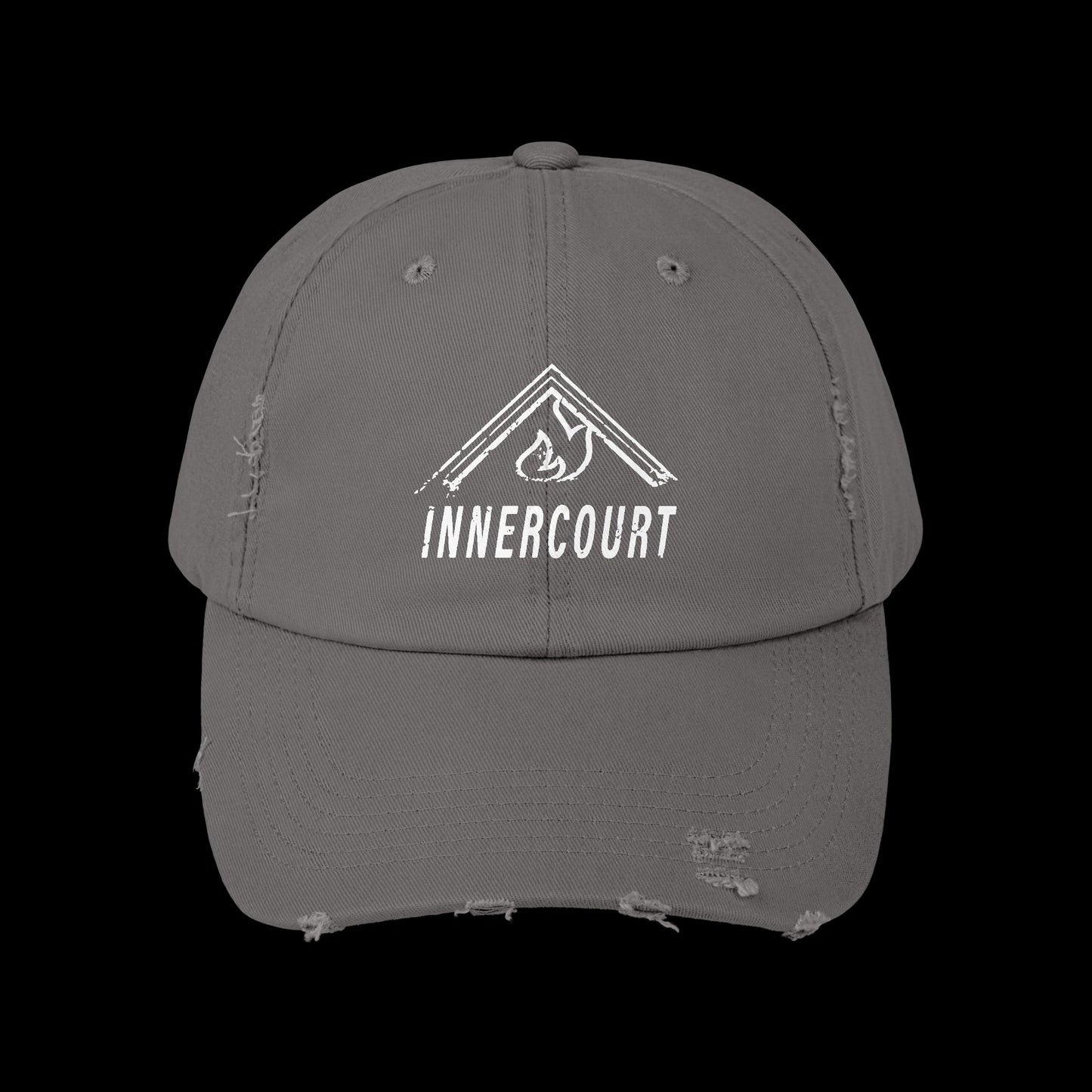 Unisex Distressed Cap with 'INNERCOURT' Design