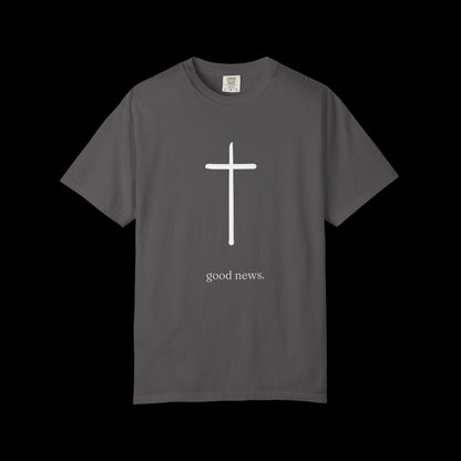 Good News. Unisex Garment-Dyed T-shirt, Comfortable Summer Tee, Casual Everyday Wear, Gift for Friends, Eco-Friendly Apparel, Customizable Design