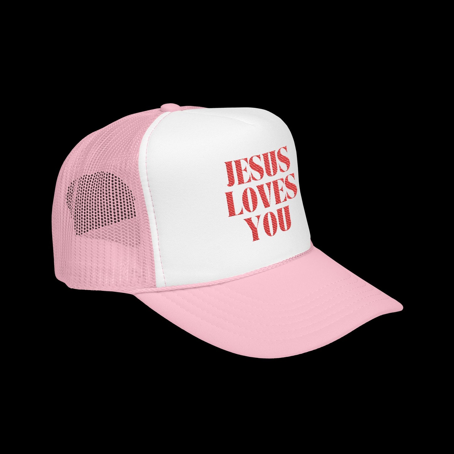 Jesus Loves You - 5 Panel Embroidered Faith Trucker Hat - Christian Cap, Outdoor Hat, Gift for Believers, Casual Wear, Message Hat